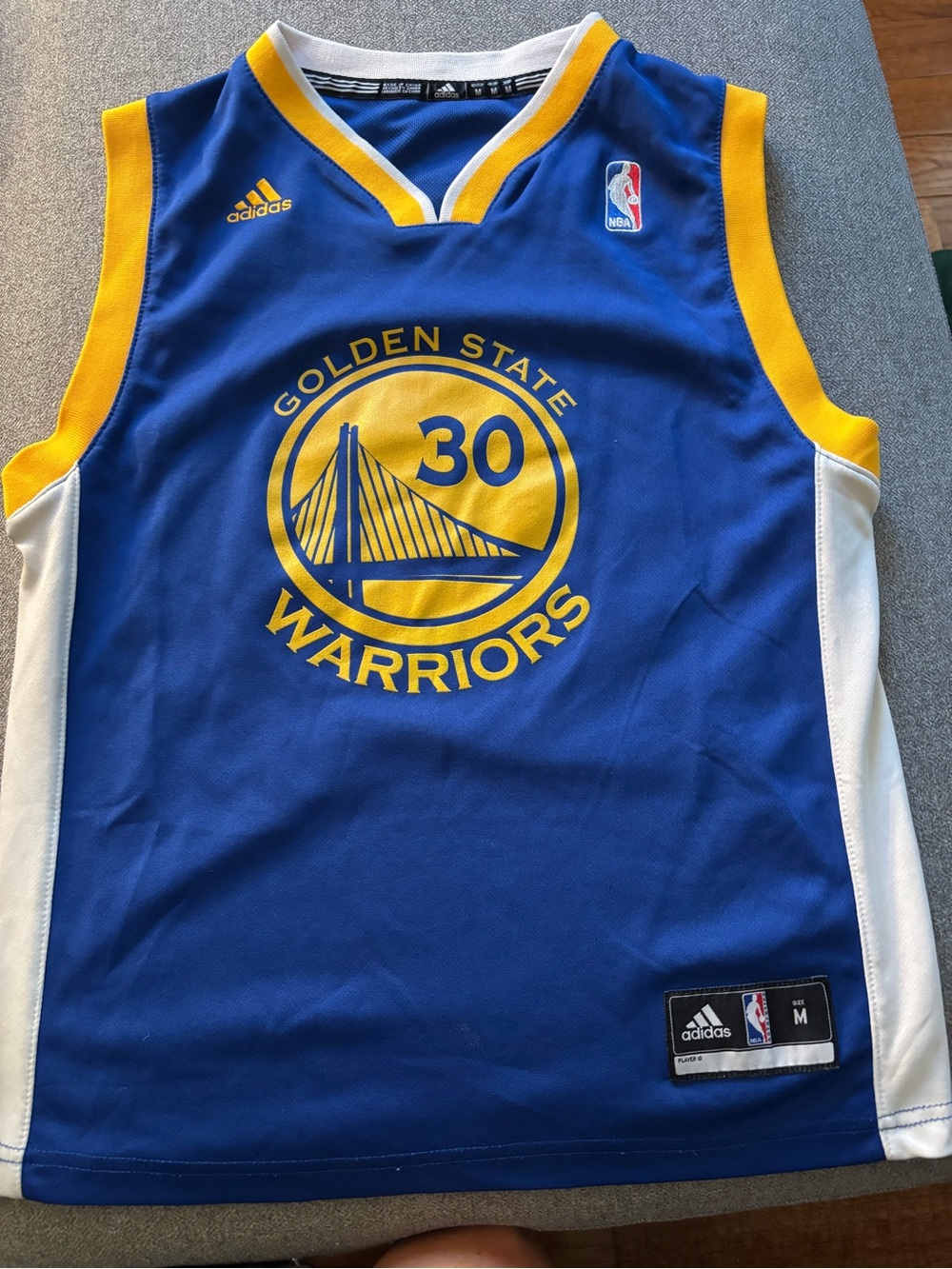 adidas Golden State Warriors Blue and Yellow Basketball Jersey